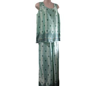 Green Menswear Inspired Pajama Set Floral Paisley by Laure Leigh Ltd Intimates M